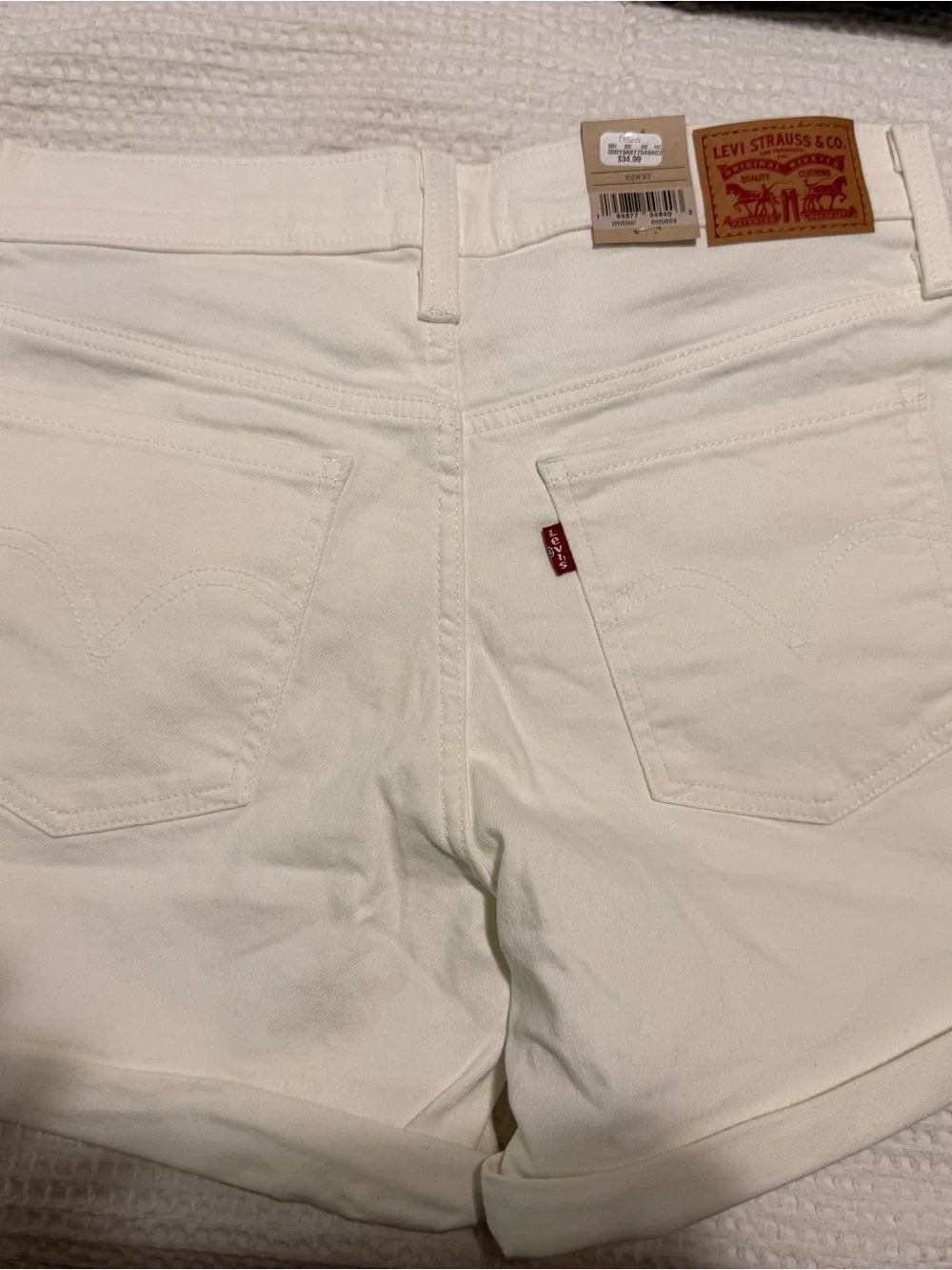 Levi's White Mid-Length Jean Shorts